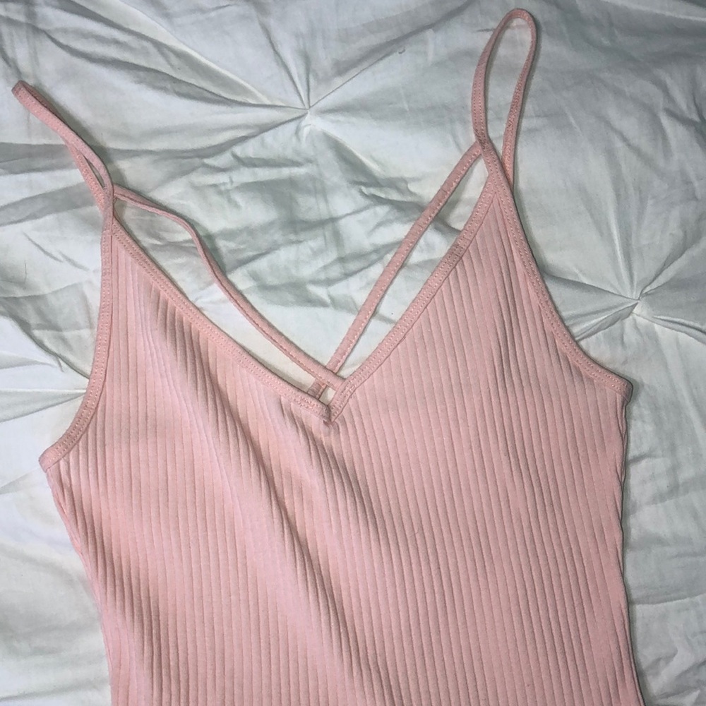Hollister pink ribbed tank top